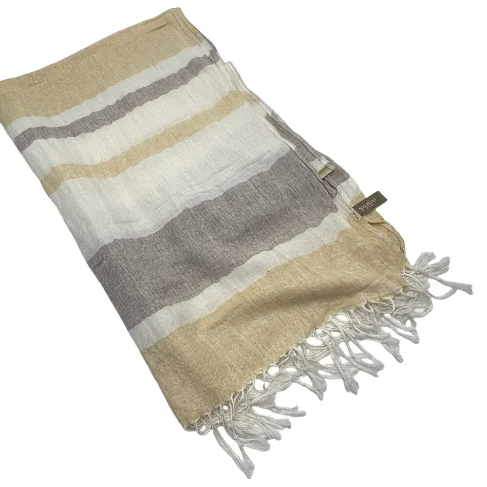 Spartina 449 Neutral Tones Striped Scarf 55% viscose 45% linen